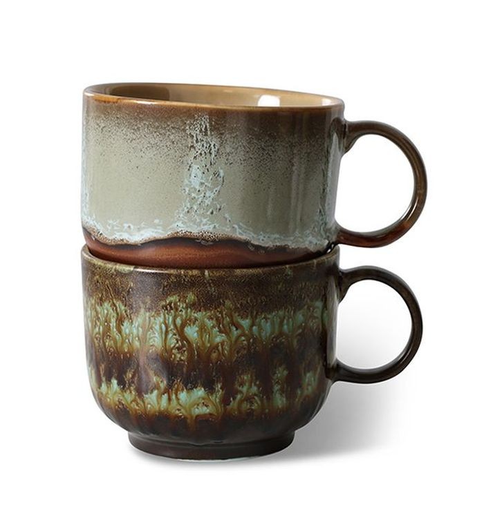 Set 2ks hrnek na čaj 70s Lush Odyssey Tea - 14*10*8cm / 425 ml 