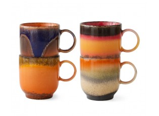 Set 4ks hrnek na kávu 70s Café Brazil - 10*7,5*8cm / 250 ml 