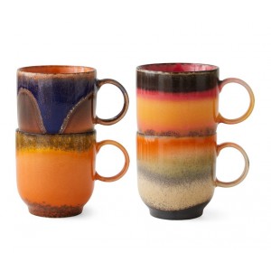 Set 4ks hrnek na kávu 70s Café Brazil - 10*7,5*8cm / 250 ml 