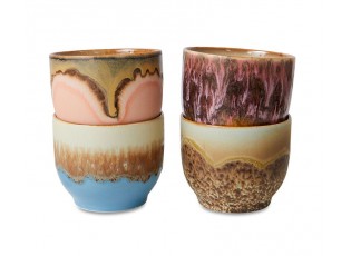 Set 4ks hrnek na kávu 70s Café Lagoon - 8*8*7cm / 250 ml 