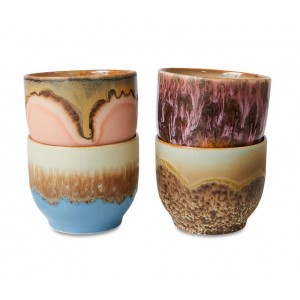 Set 4ks hrnek na kávu 70s Café Lagoon - 8*8*7cm / 250 ml 