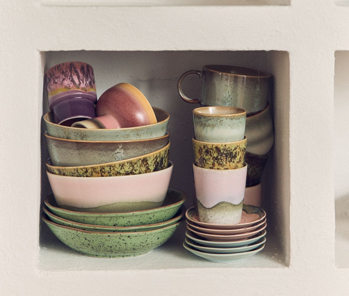 Set 2ks šedá miska s hnědým okrajem 70s Chef - Ø 19*8,5 cm 