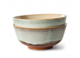 Set 2ks šedá miska s hnědým okrajem 70s Chef - Ø 19*8,5 cm 
