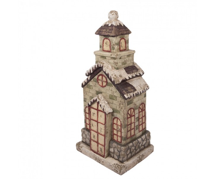 Béžová antik dekorace domek kostel - 36*30*80 cm Clayre & Eef