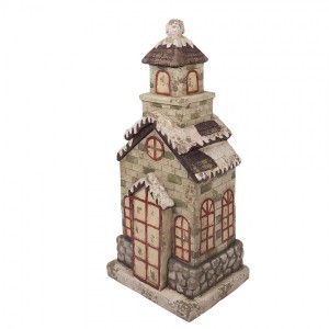 Béžová antik dekorace domek kostel - 36*30*80 cm