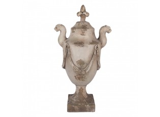 Béžová antik dekorace s ornamentem lilie Fleur-de-lis - 35*25*65 cm