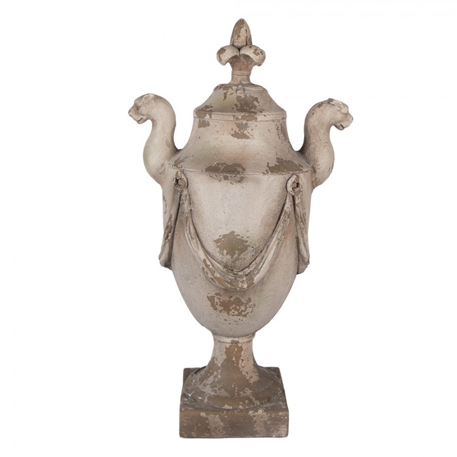 Béžová antik dekorace s ornamentem lilie Fleur-de-lis - 35*25*65 cm