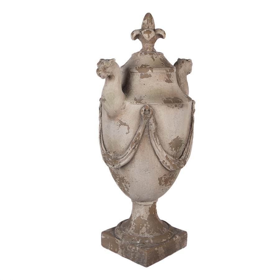 Béžová antik dekorace s ornamentem lilie Fleur-de-lis - 35*25*65 cm