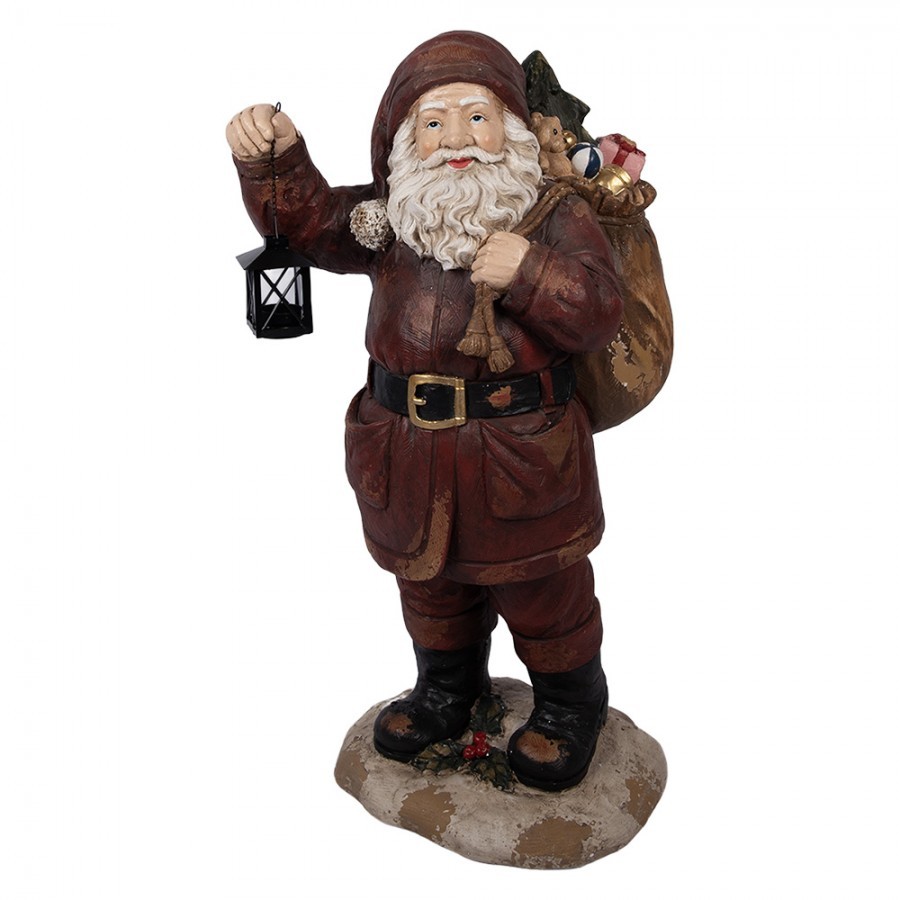 Veliká dekorativní figurka Santa Claus s dárky a lucernou - 37*39*82 cm