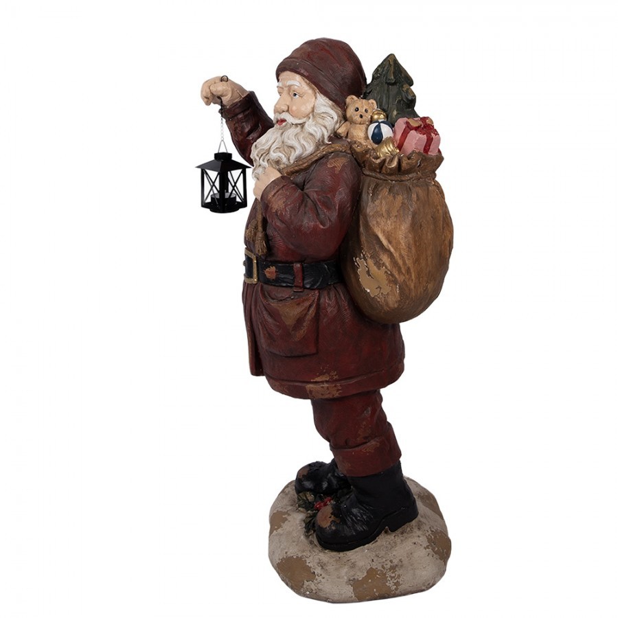 Veliká dekorativní figurka Santa Claus s dárky a lucernou - 37*39*82 cm