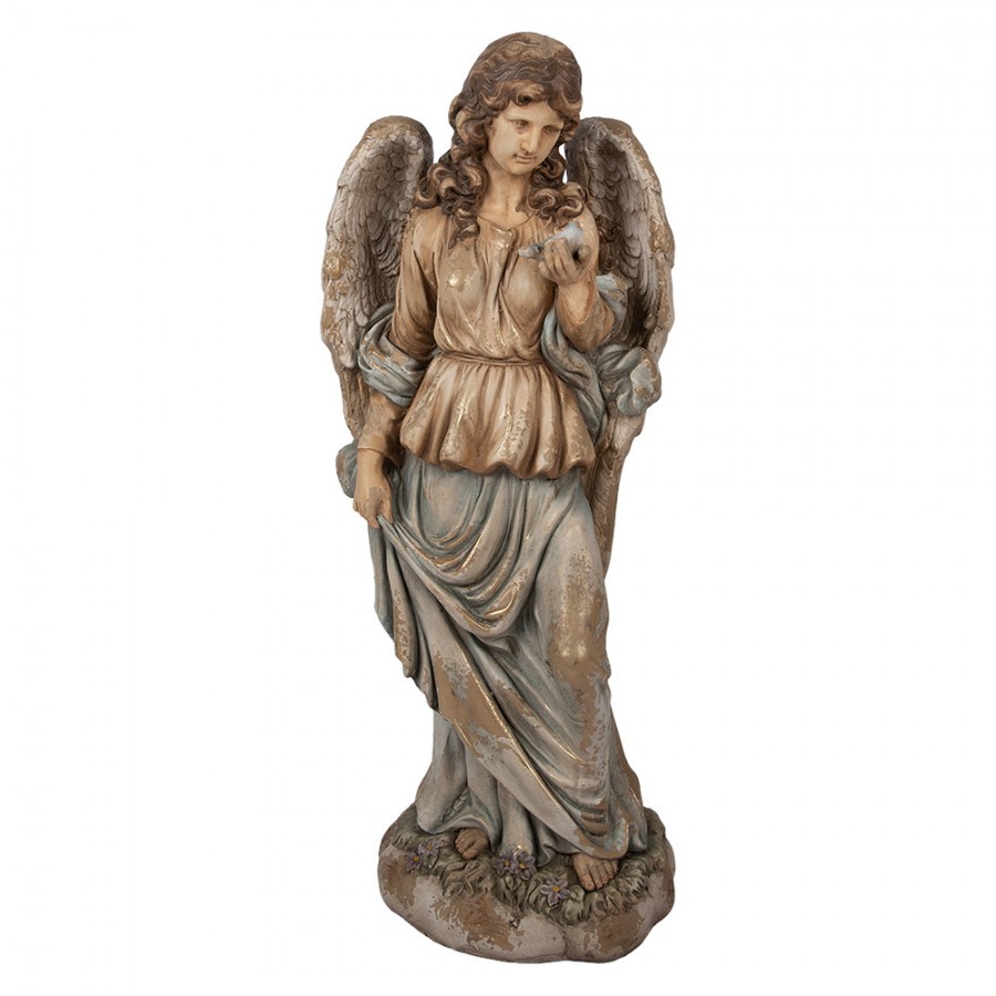 Béžová antik dekorace socha anděl Angel Vintage - 40*30*100 cm