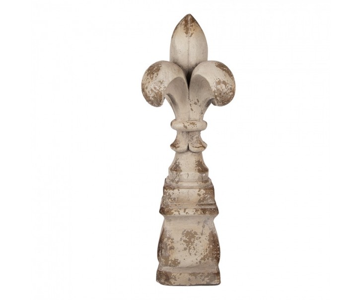 Béžová antik dekorace lilie Fleur-de-lis - Ø 25*66 cm Clayre & Eef