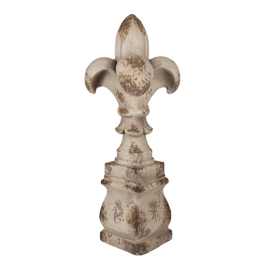 Béžová antik dekorace lilie Fleur-de-lis - Ø 25*66 cm