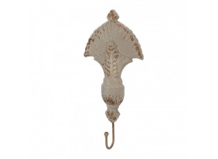 Šedý antik kovový nástěnný háček se zlatými ornamenty Vintage - 16*4*33 cm