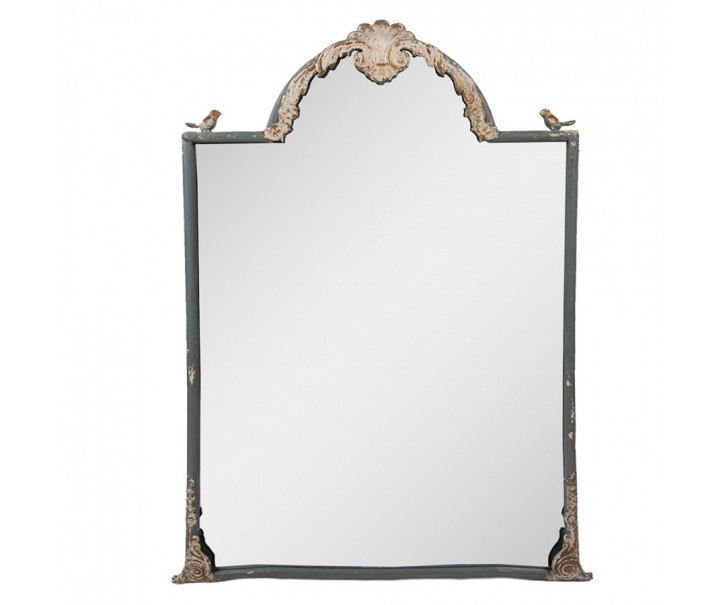 Modré antik kovové zrcadlo s ptáčky Birdi - 60*3*91 cm Clayre & Eef