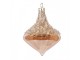 Béžová skleněná ozdoba špičatá baňka s kamínky - Ø 8*10 cm Clayre & Eef