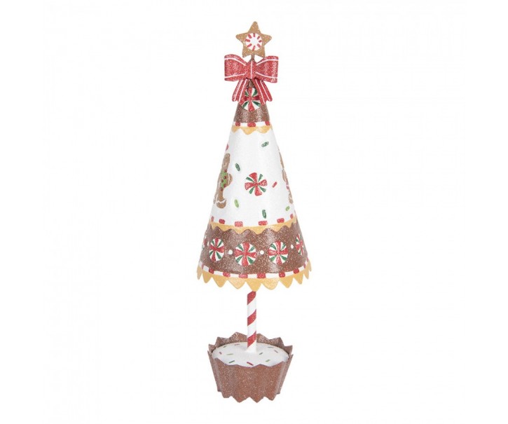 Christmas Decoration Figurine Christmas Tree ? 11x37 Cm Brown White Metal Gingerbread Man - ? 11*37 cm Clayre & Eef