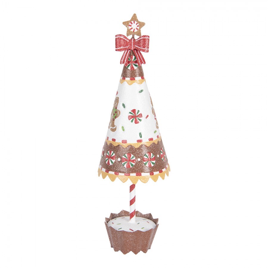 Christmas Decoration Figurine Christmas Tree ? 11x37 Cm Brown White Metal Gingerbread Man - ? 11*37 cm