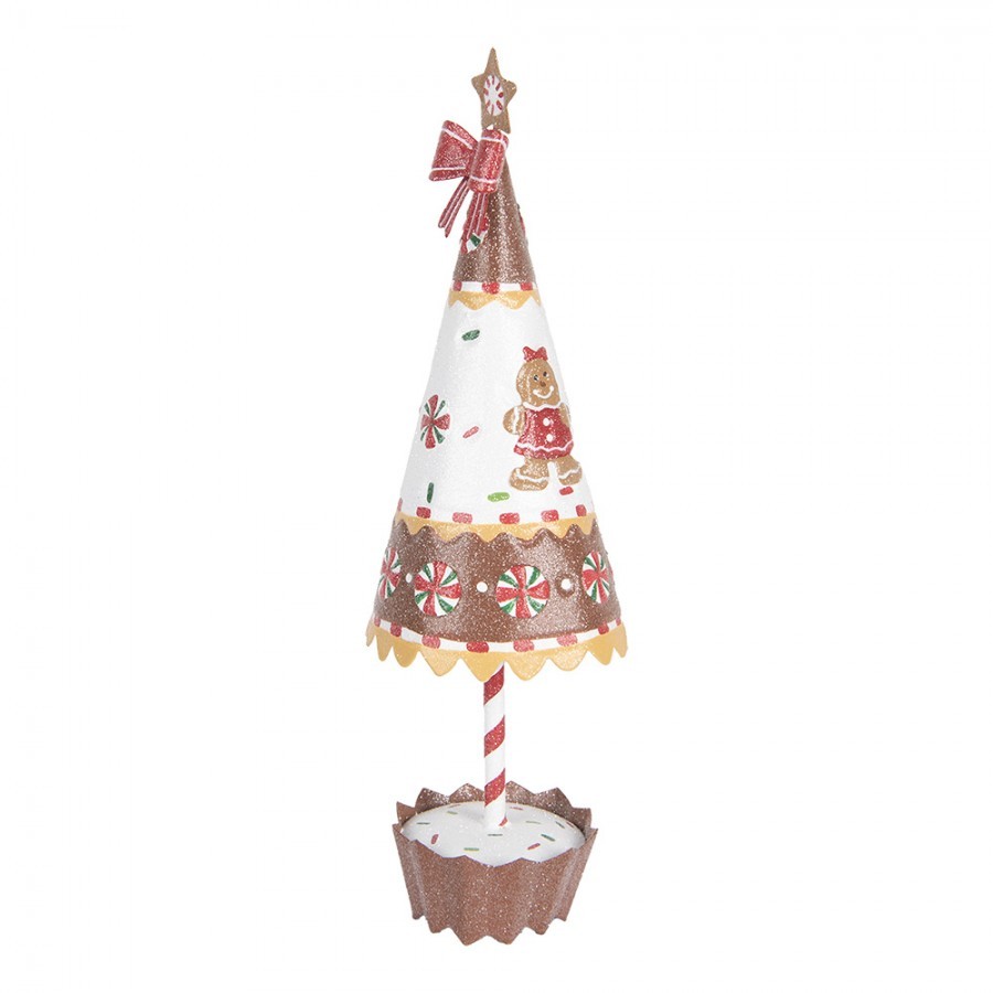 Christmas Decoration Figurine Christmas Tree ? 11x37 Cm Brown White Metal Gingerbread Man - ? 11*37 cm