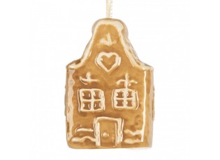 Christmas Ornament Gingerbread House 4x3x6 Cm Brown Ceramic - 4.0 cm