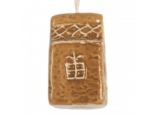Christmas Ornament Gingerbread House 4x3x6 Cm Brown Ceramic - 4.0 cm