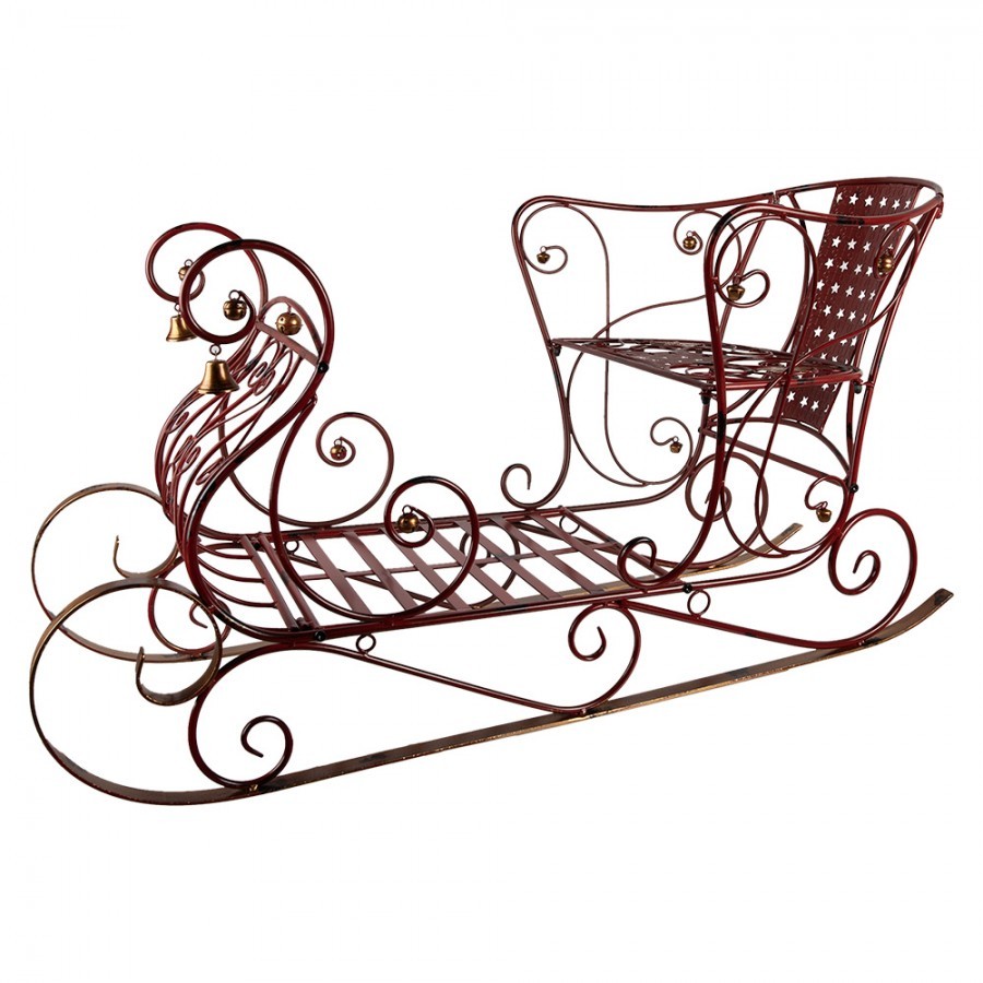 Christmas Sleigh Large 107x56x56 Cm Red Metal - 107*56*56 cm