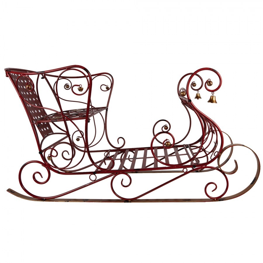 Christmas Sleigh Large 107x56x56 Cm Red Metal - 107*56*56 cm