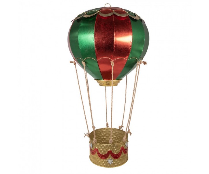 Christmas Decoration Hot Air Balloon ? 97x160 Cm Red Metal - ? 97*160 cm Clayre & Eef