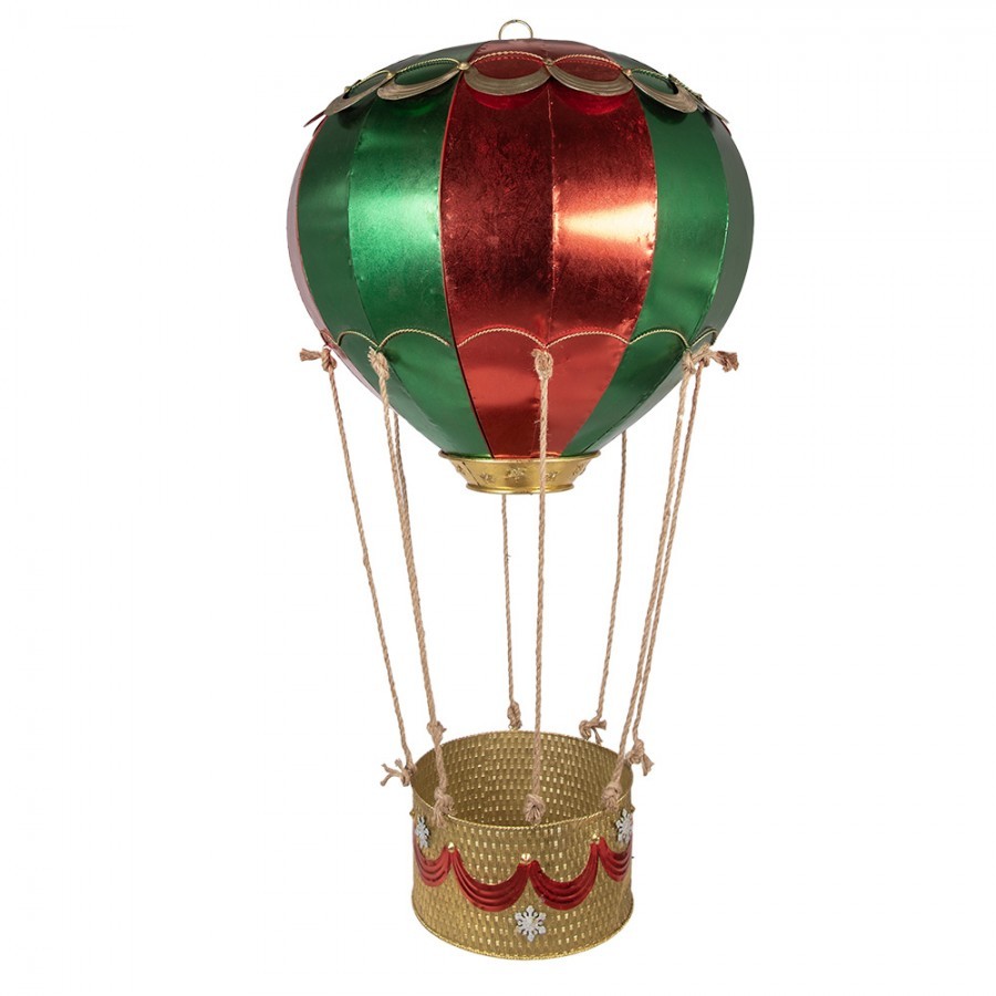 Christmas Decoration Hot Air Balloon ? 97x160 Cm Red Metal - ? 97*160 cm