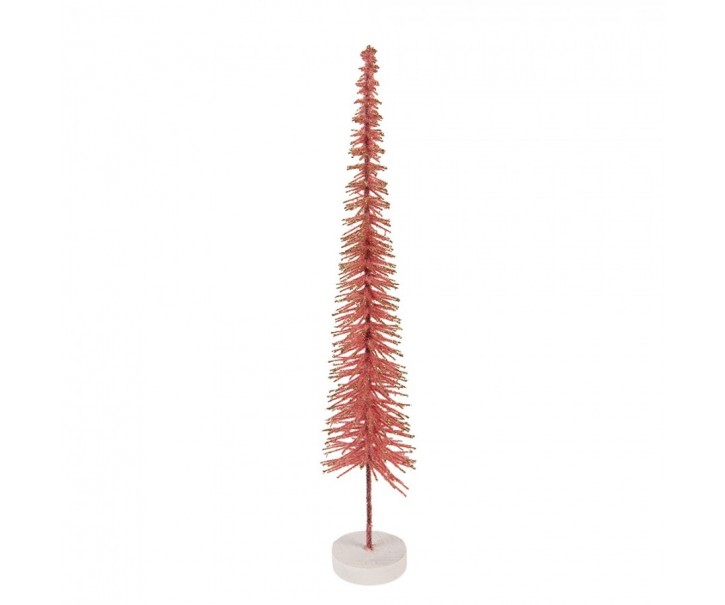 Christmas Decoration Figurine Christmas Tree ? 8x40 Cm Pink Wood - ? 8*40 cm Clayre & Eef