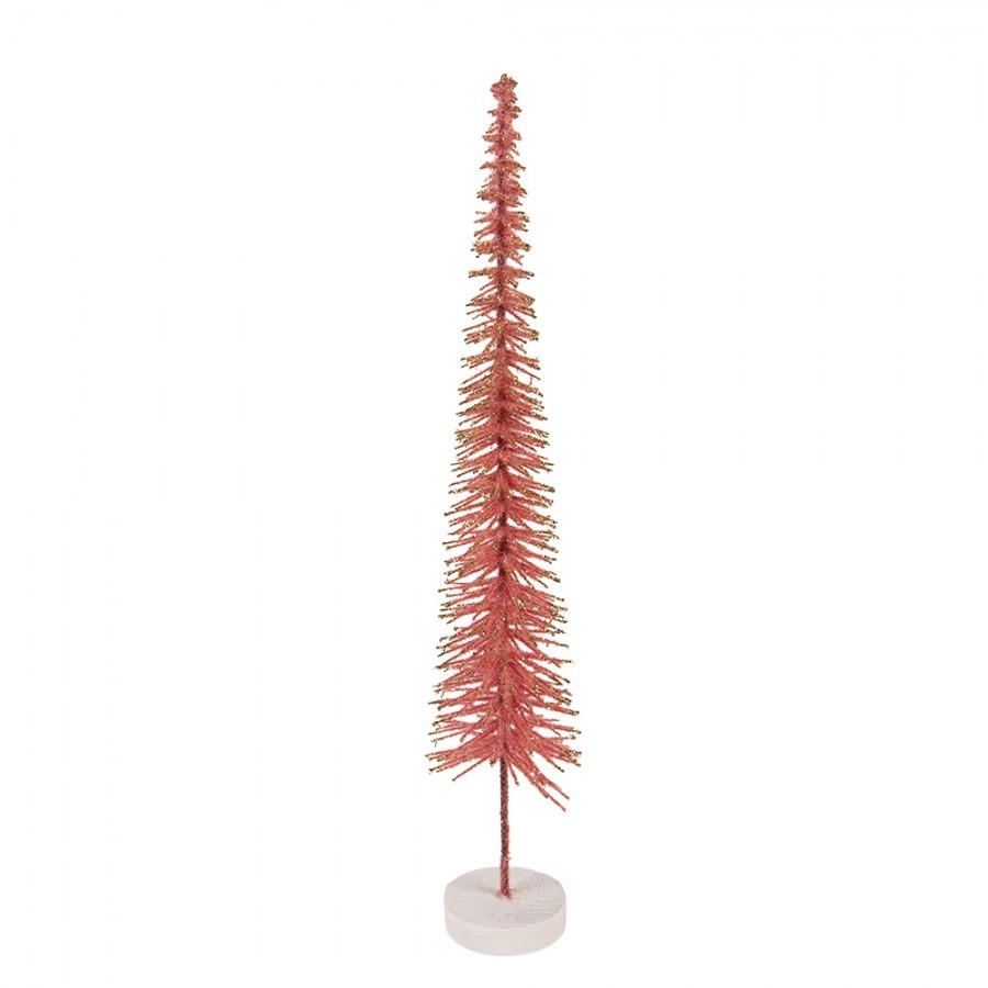 Christmas Decoration Figurine Christmas Tree ? 8x40 Cm Pink Wood - ? 8*40 cm
