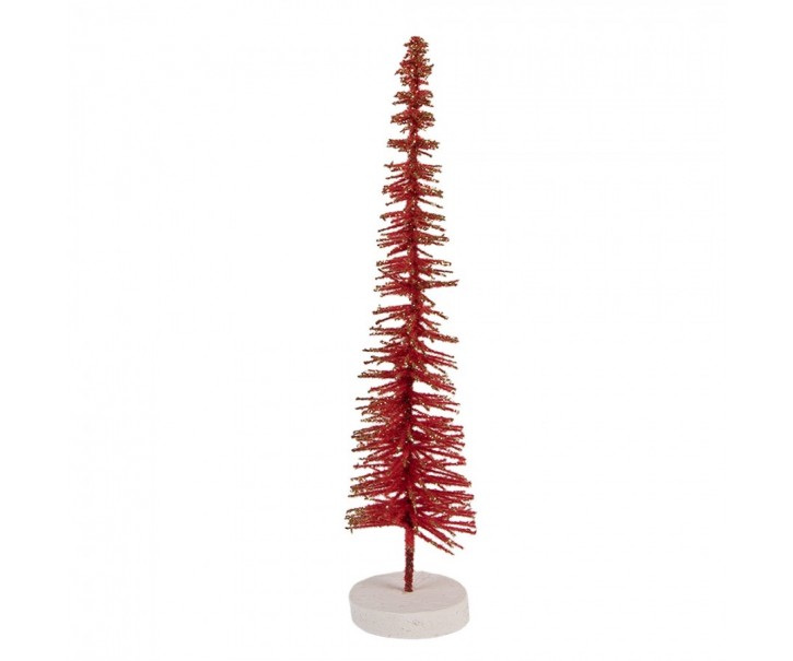Christmas Decoration Figurine Christmas Tree ? 6x30 Cm Red Wood - ? 6*30 cm Clayre & Eef