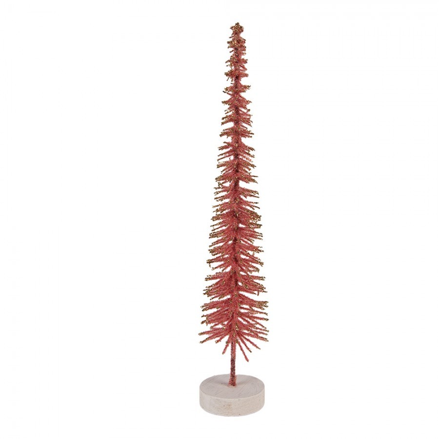 Christmas Decoration Figurine Christmas Tree ? 6x30 Cm Pink Wood - ? 6*30 cm