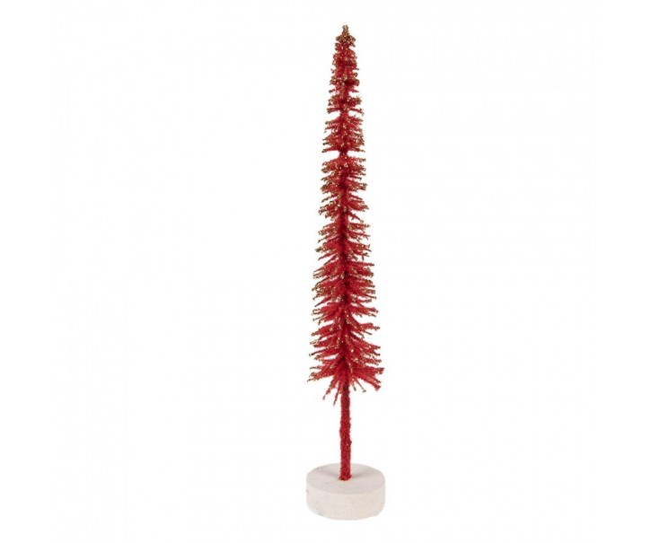 Christmas Decoration Figurine Christmas Tree ? 5x25 Cm Red Wood - ? 5*25 cm Clayre & Eef