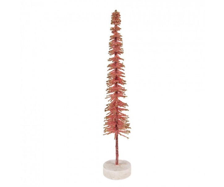 Christmas Decoration Figurine Christmas Tree ? 5x25 Cm Pink Wood - ? 5*25 cm Clayre & Eef
