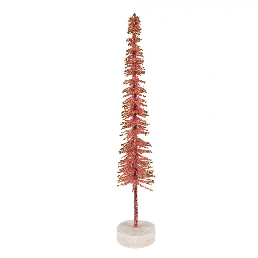 Christmas Decoration Figurine Christmas Tree ? 5x25 Cm Pink Wood - ? 5*25 cm