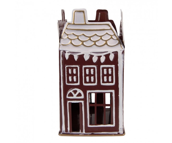 Tealight Holder House 12x12x22 Cm Red Metal - 12*12*22 cm Clayre & Eef