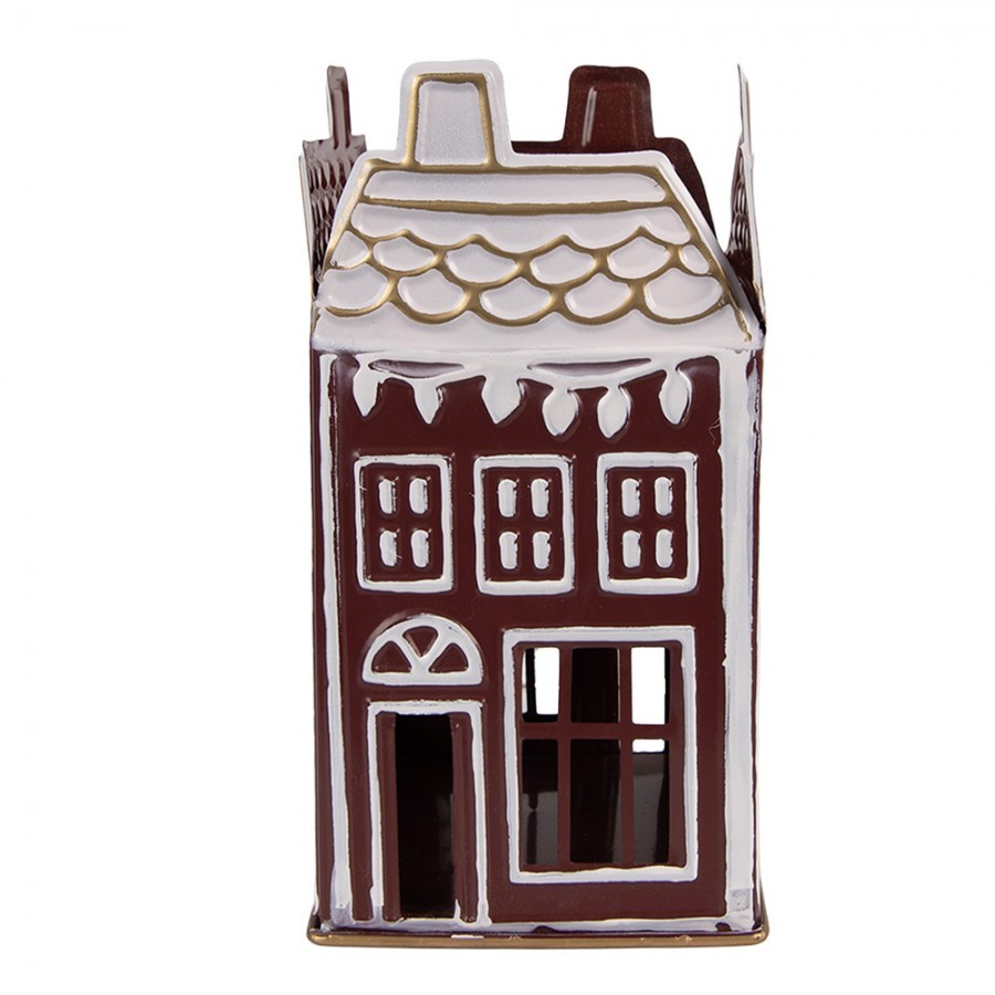 Tealight Holder House 12x12x22 Cm Red Metal - 12*12*22 cm