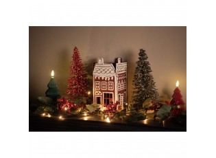 Tealight Holder House 12x12x22 Cm Red Metal - 12*12*22 cm