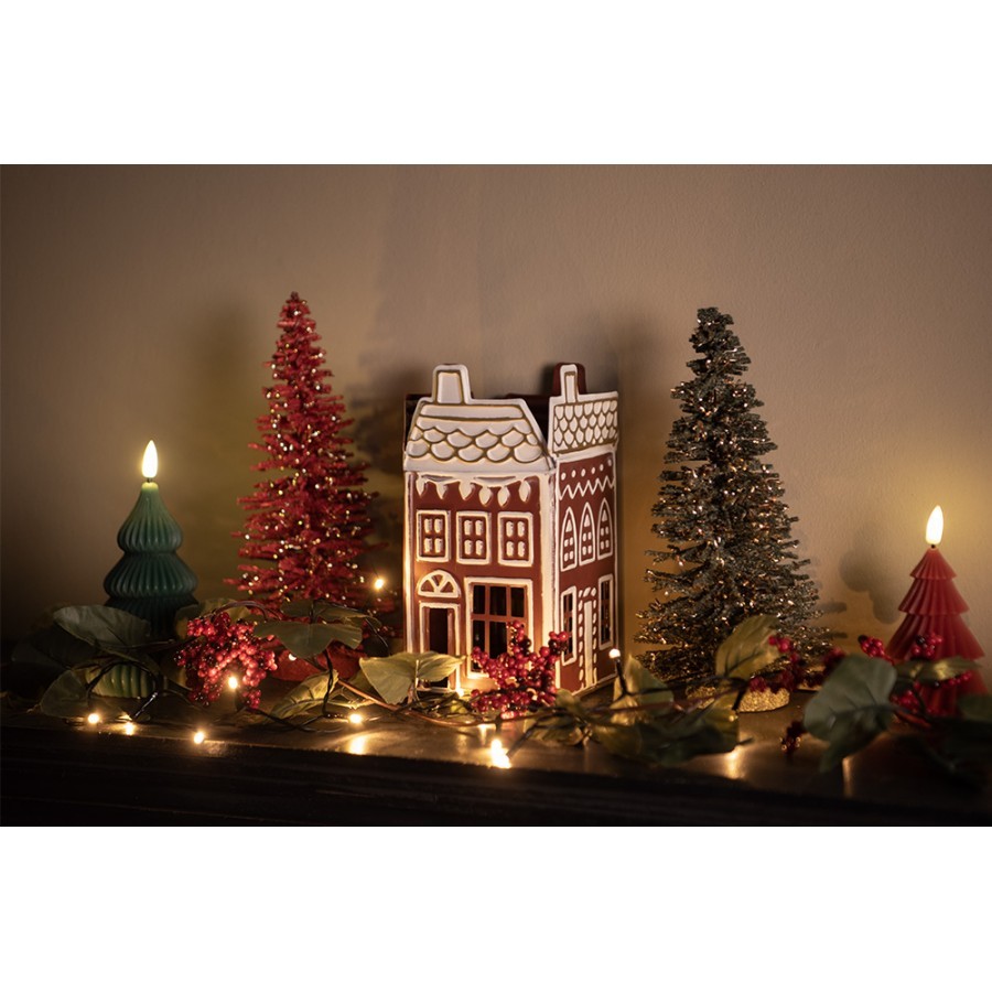 Tealight Holder House 12x12x22 Cm Red Metal - 12*12*22 cm