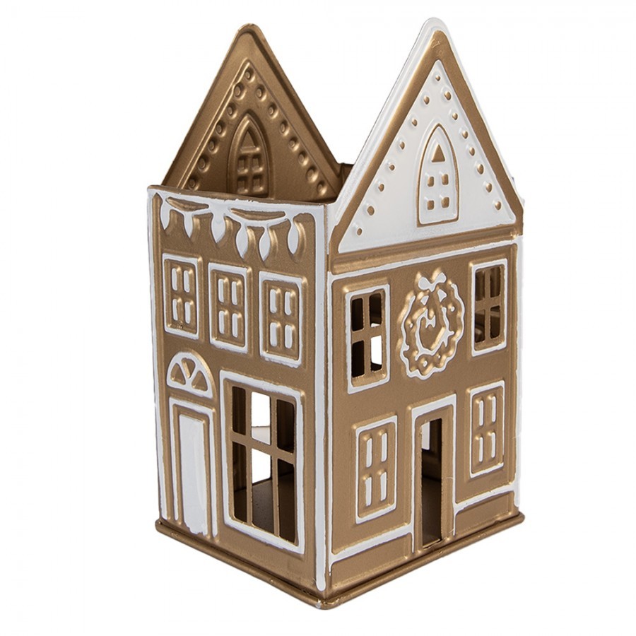 Tealight Holder House 12x11x22 Cm Gold Colored Metal - 12*11*22 cm