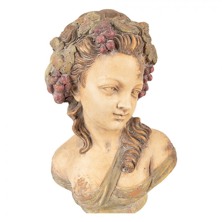 Levně Béžovo-hnědá antik dekorace busta žena - 24*18*28 cm 6MG0134