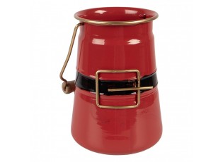 Červená kovová vánoční dekorační bandaska Santův opasek - 12*10*16 cm