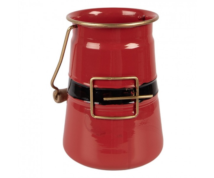 Červená kovová vánoční dekorační bandaska Santův opasek - 12*10*16 cm Clayre & Eef