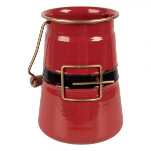 Červená kovová vánoční dekorační bandaska Santův opasek - 12*10*16 cm