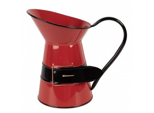 Červený kovový vánoční dekorační džbánek Santův opasek M - 19*12*18 cm