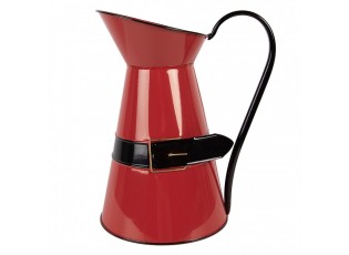 Červený kovový vánoční dekorační džbánek Santův opasek L - 22*17*27 cm