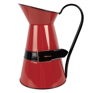 Červený kovový vánoční dekorační džbánek Santův opasek L - 22*17*27 cm