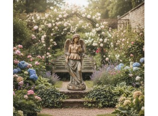 Béžová antik dekorace socha anděl Angel Vintage - 40*30*100 cm