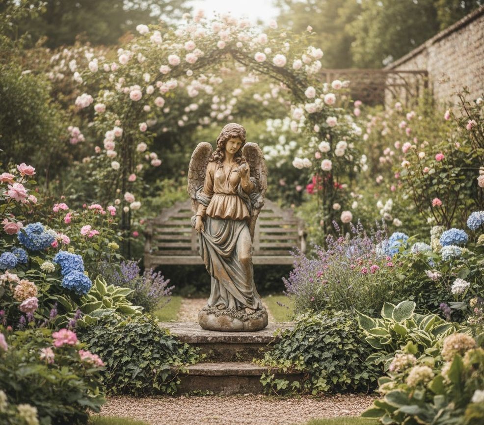 Béžová antik dekorace socha anděl Angel Vintage - 40*30*100 cm